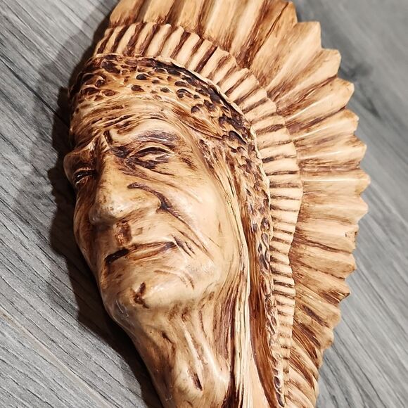 Vintage 91' Chieftain Appalachian Indian Head Ceramic Wall Decor - Picture 2 of 8